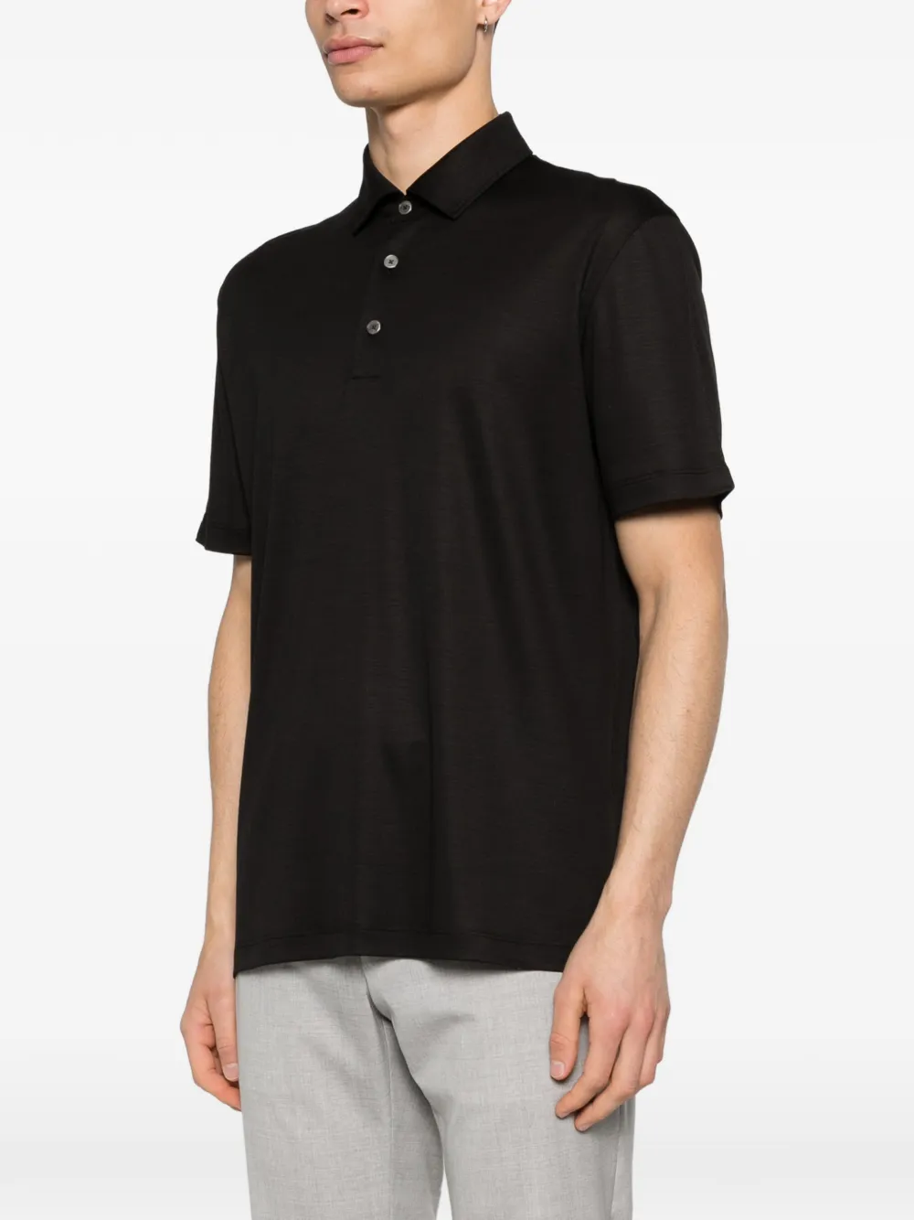 Zegna Wollen poloshirt met knopen Zwart