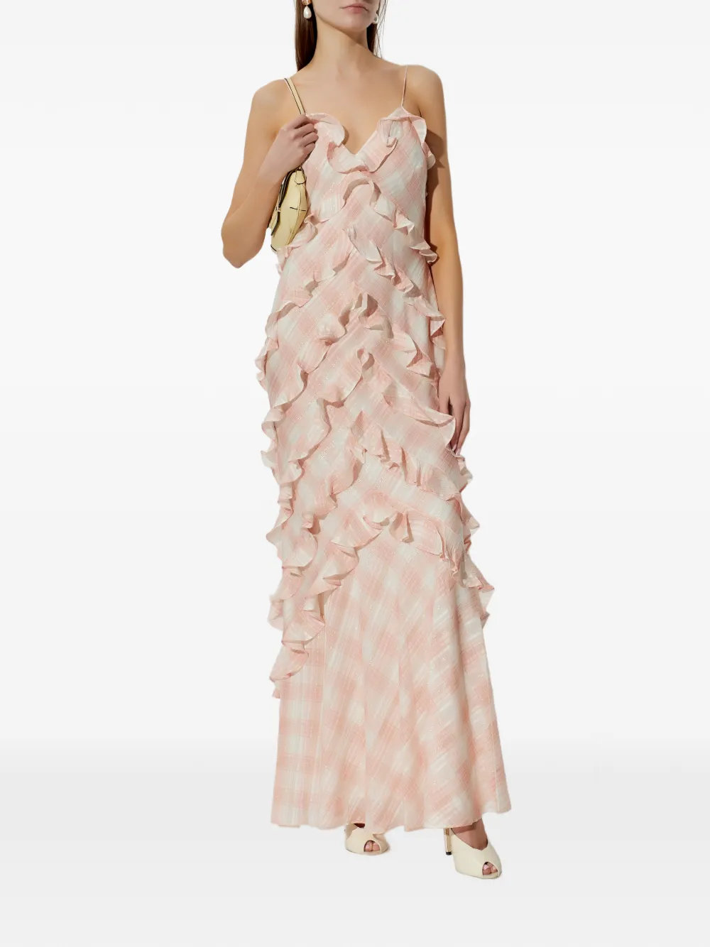 LoveShackFancy Ellietta ruffled plaid dress - Roze