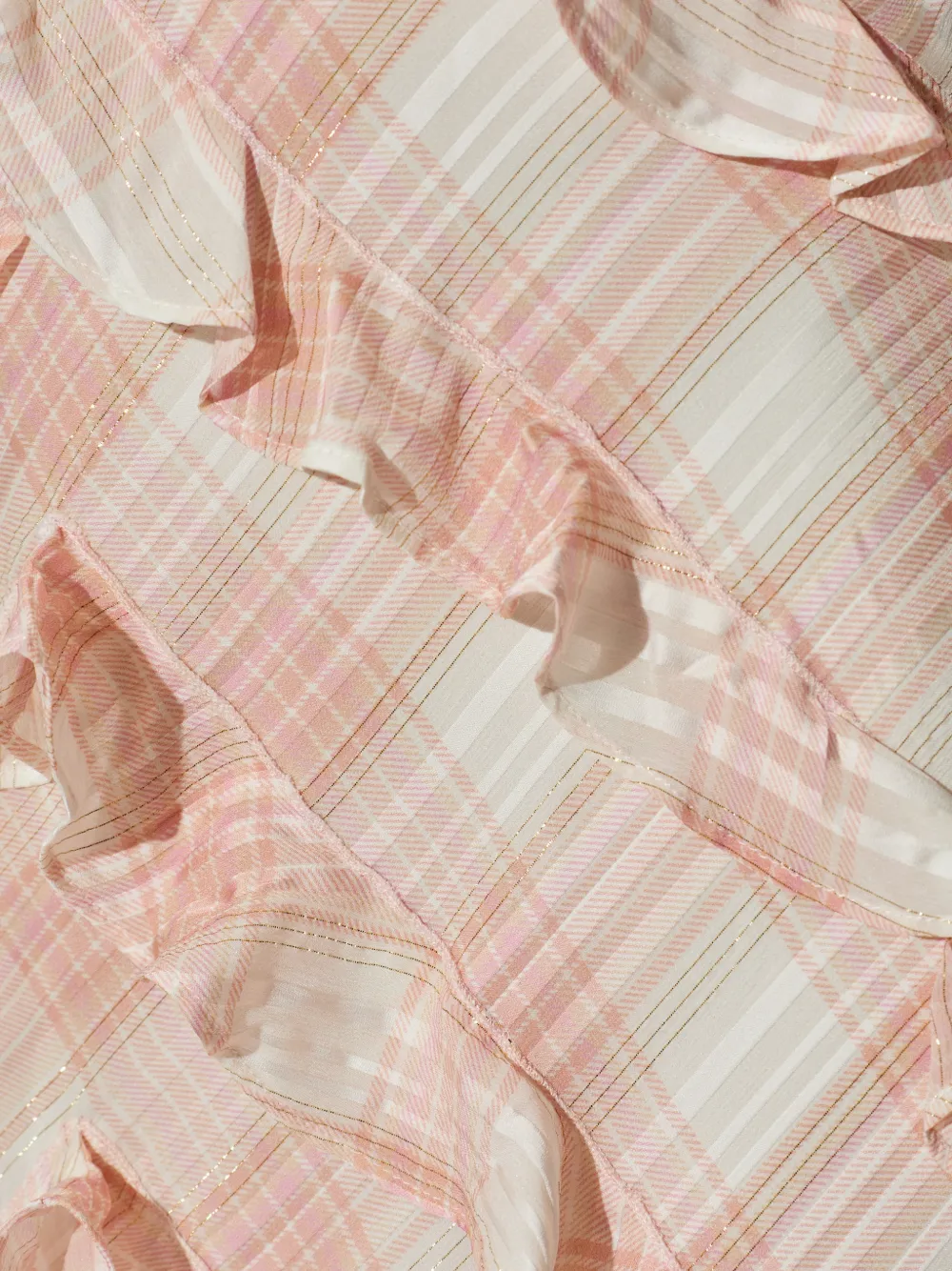 LoveShackFancy Ellietta geruite jurk met ruches Roze