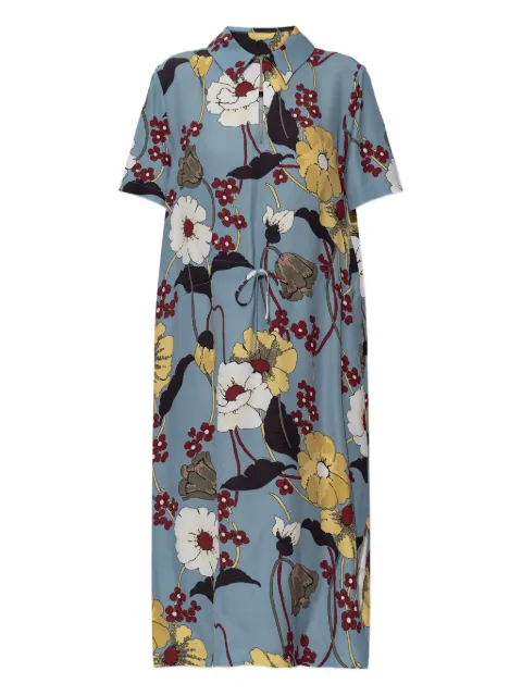 Marni floral-print drawstring midi dress