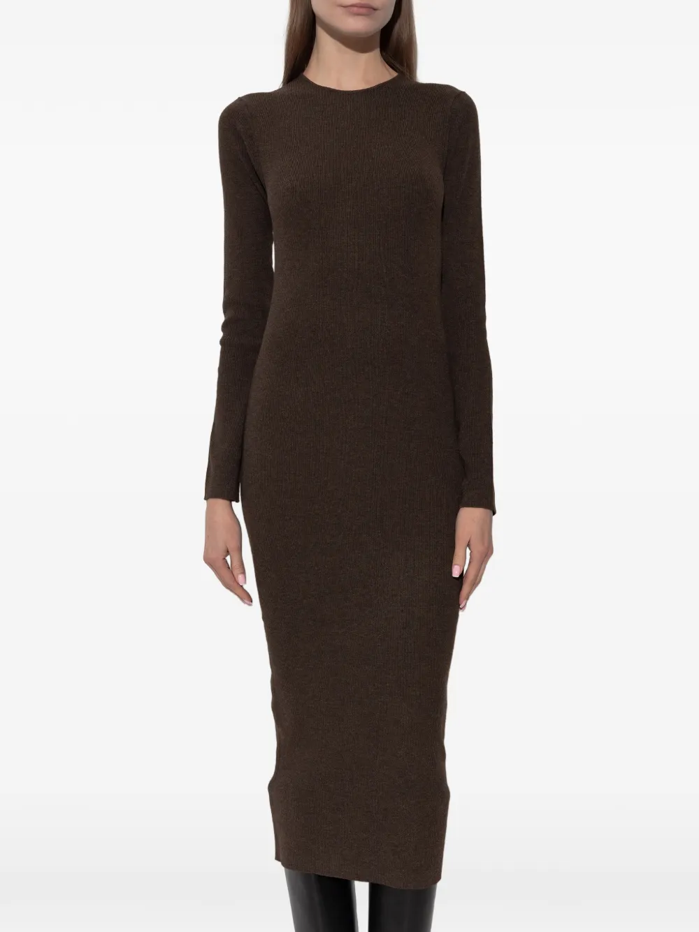FEAR OF GOD ESSENTIALS Ribgebreide jurk met lange mouwen Bruin