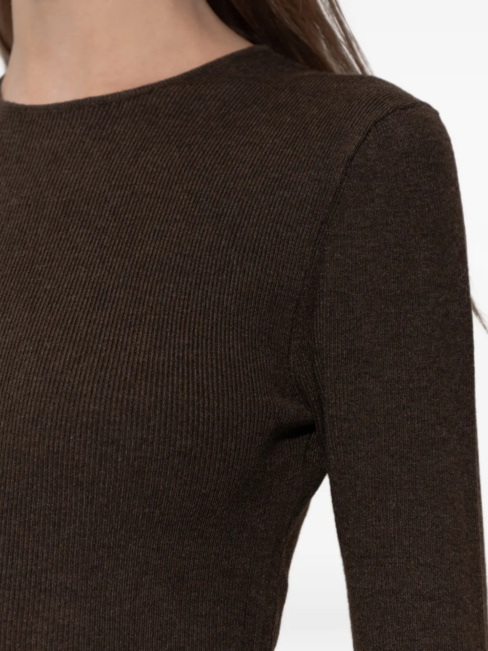 FEAR OF GOD ESSENTIALS Ribgebreide jurk met lange mouwen Bruin