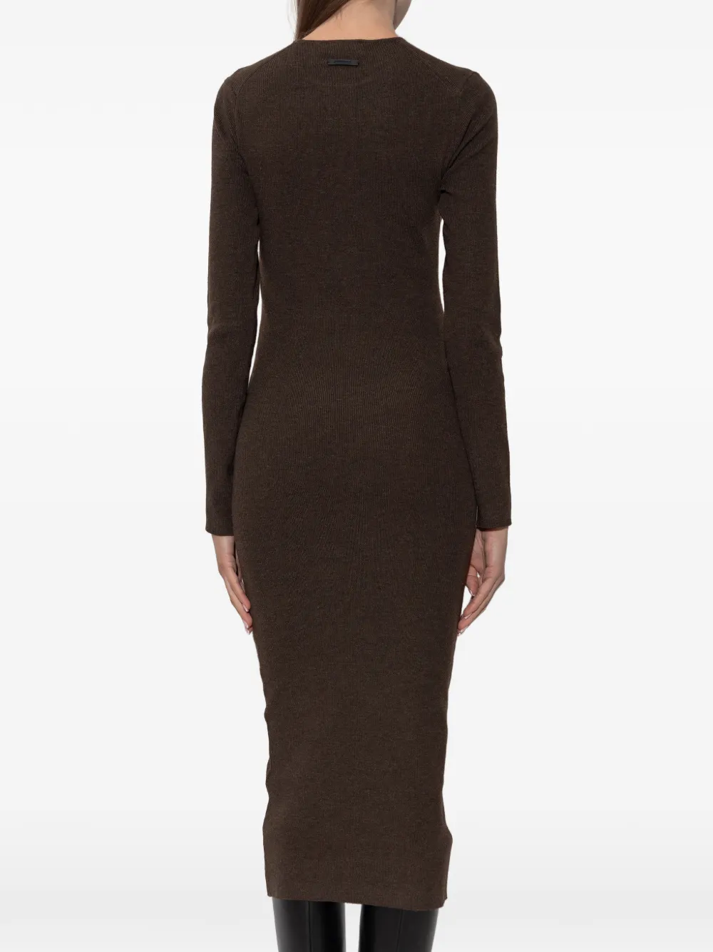 FEAR OF GOD ESSENTIALS Ribgebreide jurk met lange mouwen Bruin