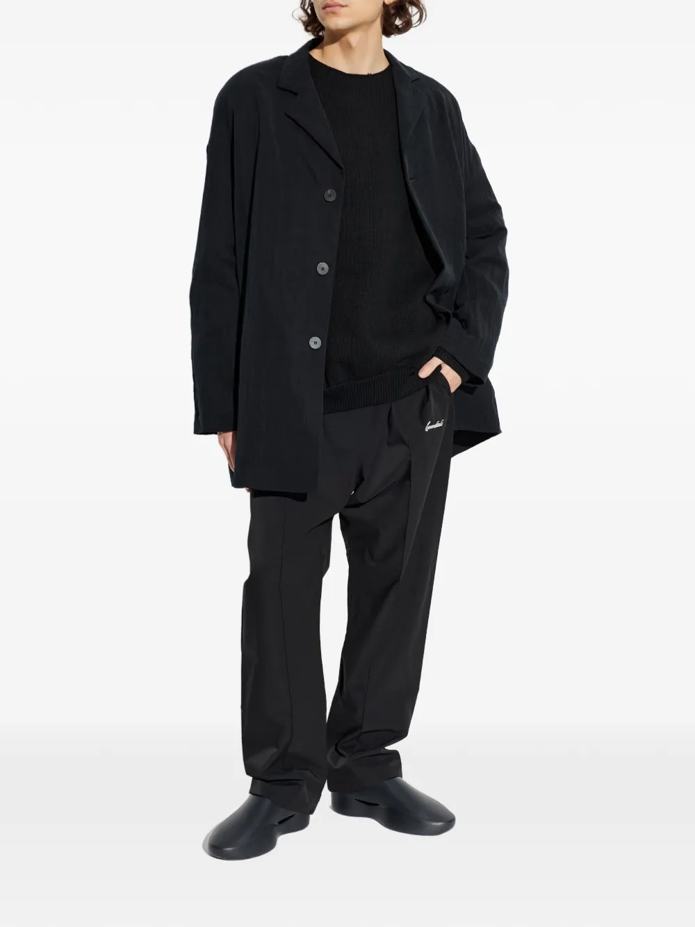 FEAR OF GOD ESSENTIALS logo-embroidered crew-neck sweater - Zwart