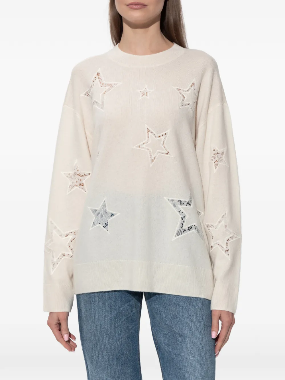  Loveshackfancy Star-lace Sweater - Neutrals 