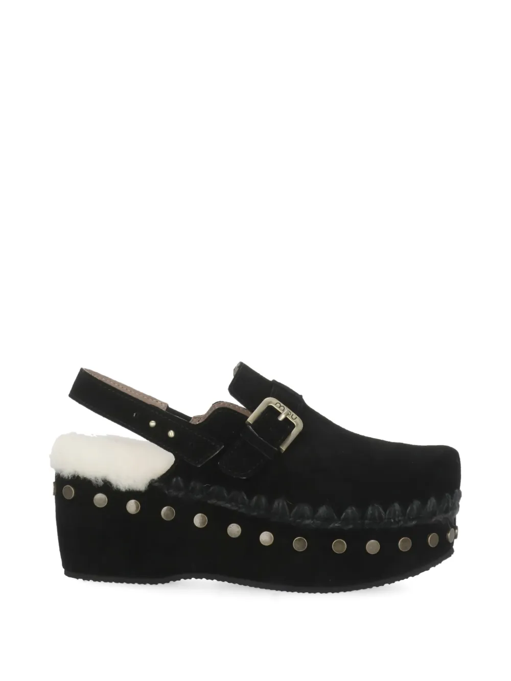 Mou buckle-detail leather mules Zwart