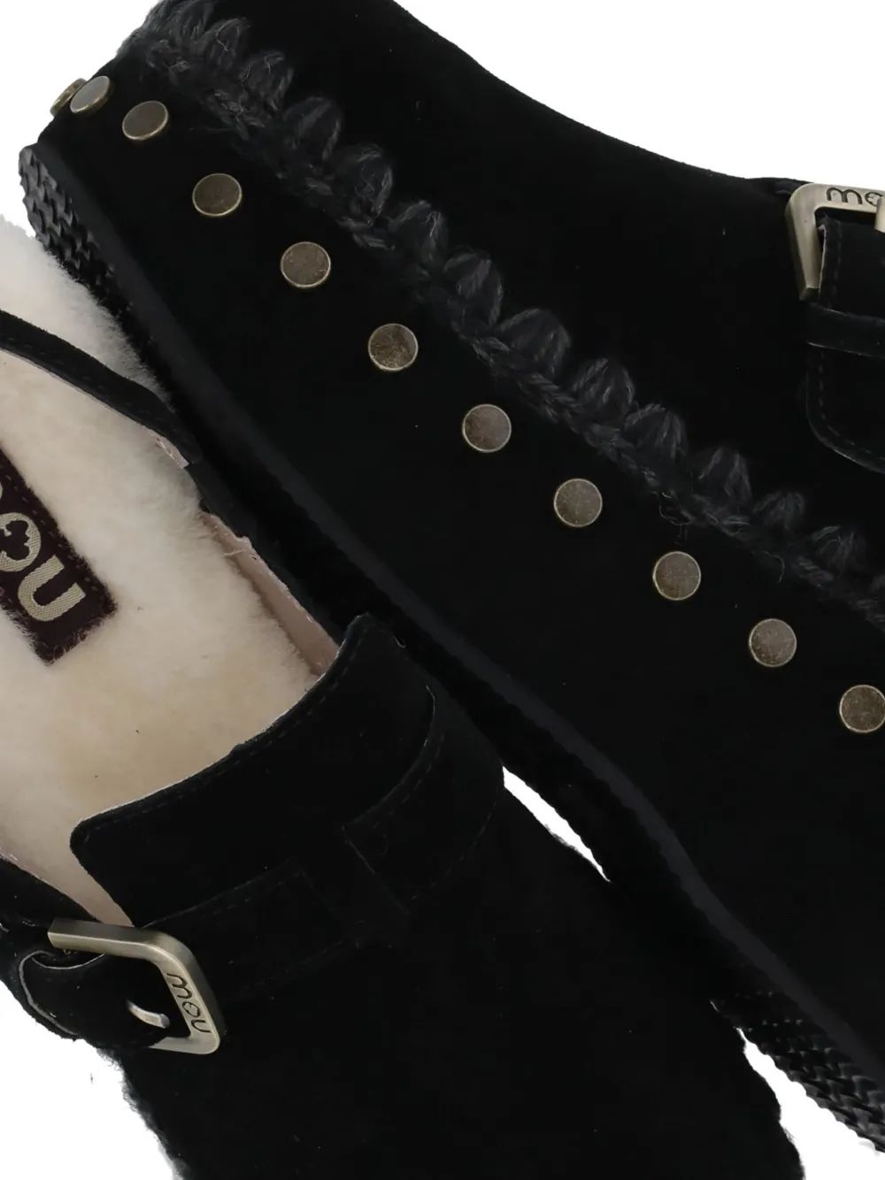 Mou buckle-detail leather mules Zwart