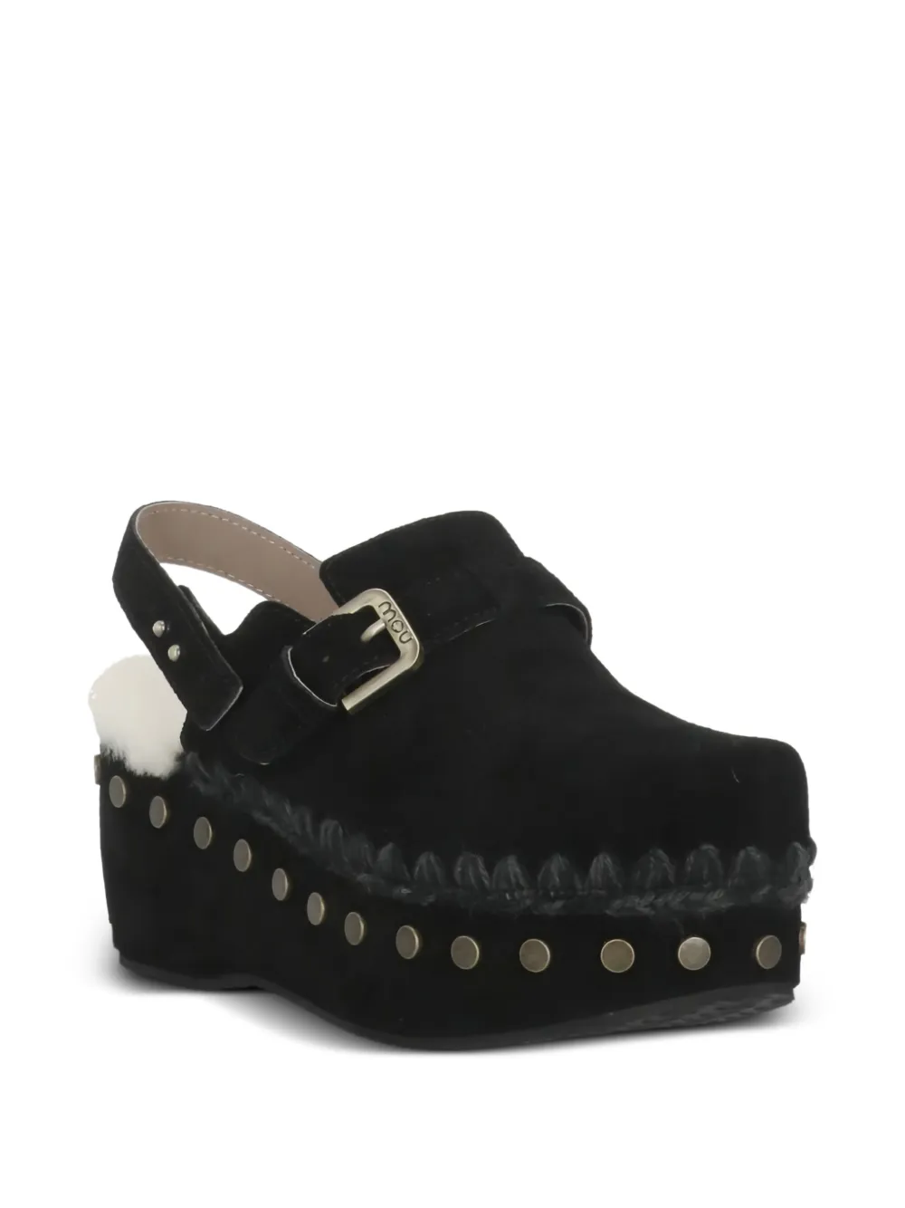  Mou Buckle-detail Leather Mules - Black 