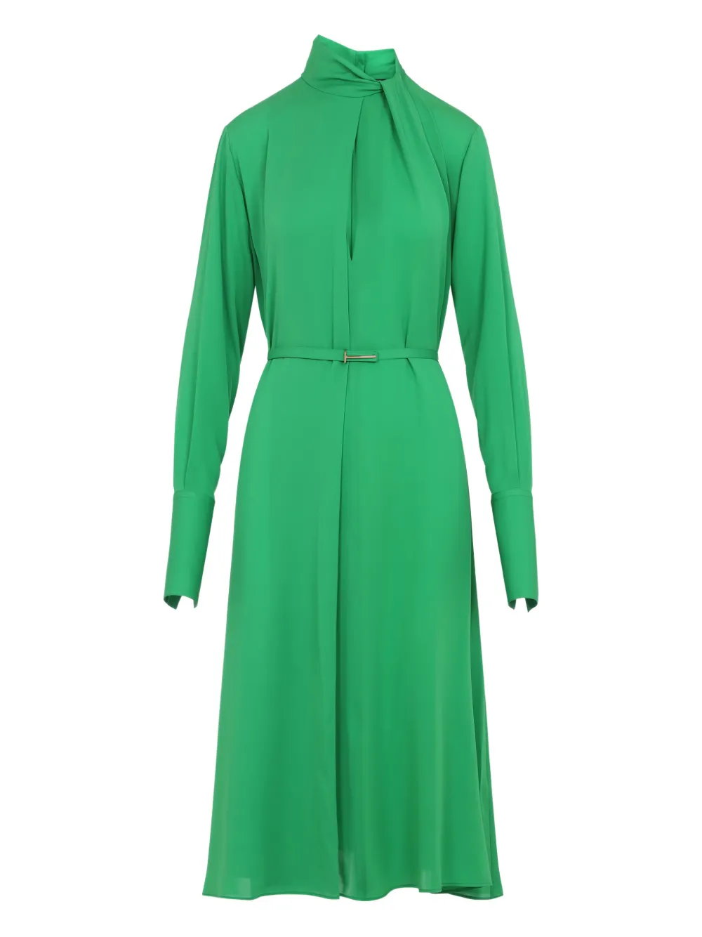 TOM FORD tie-neck belted midi dress - Verde