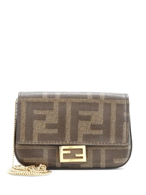 Fendi Pre-Owned Chain Baguette Charm Bag Zucca Coated Canvas Nano crossbody bag