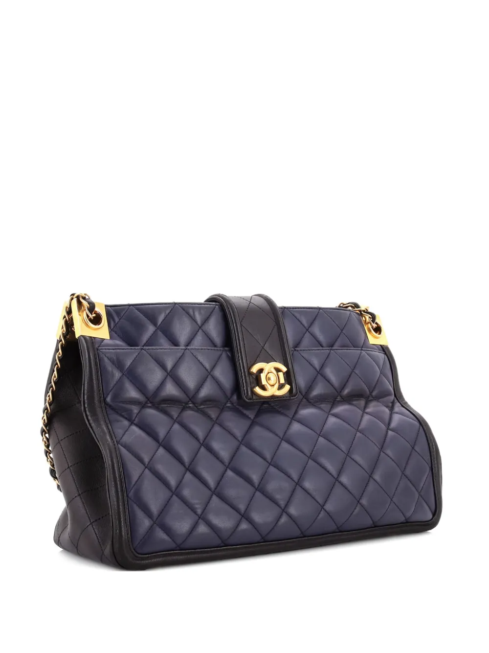 CHANEL Pre-Owned Elegant CC Tote Quilted Lambskin Large satchel - Nero