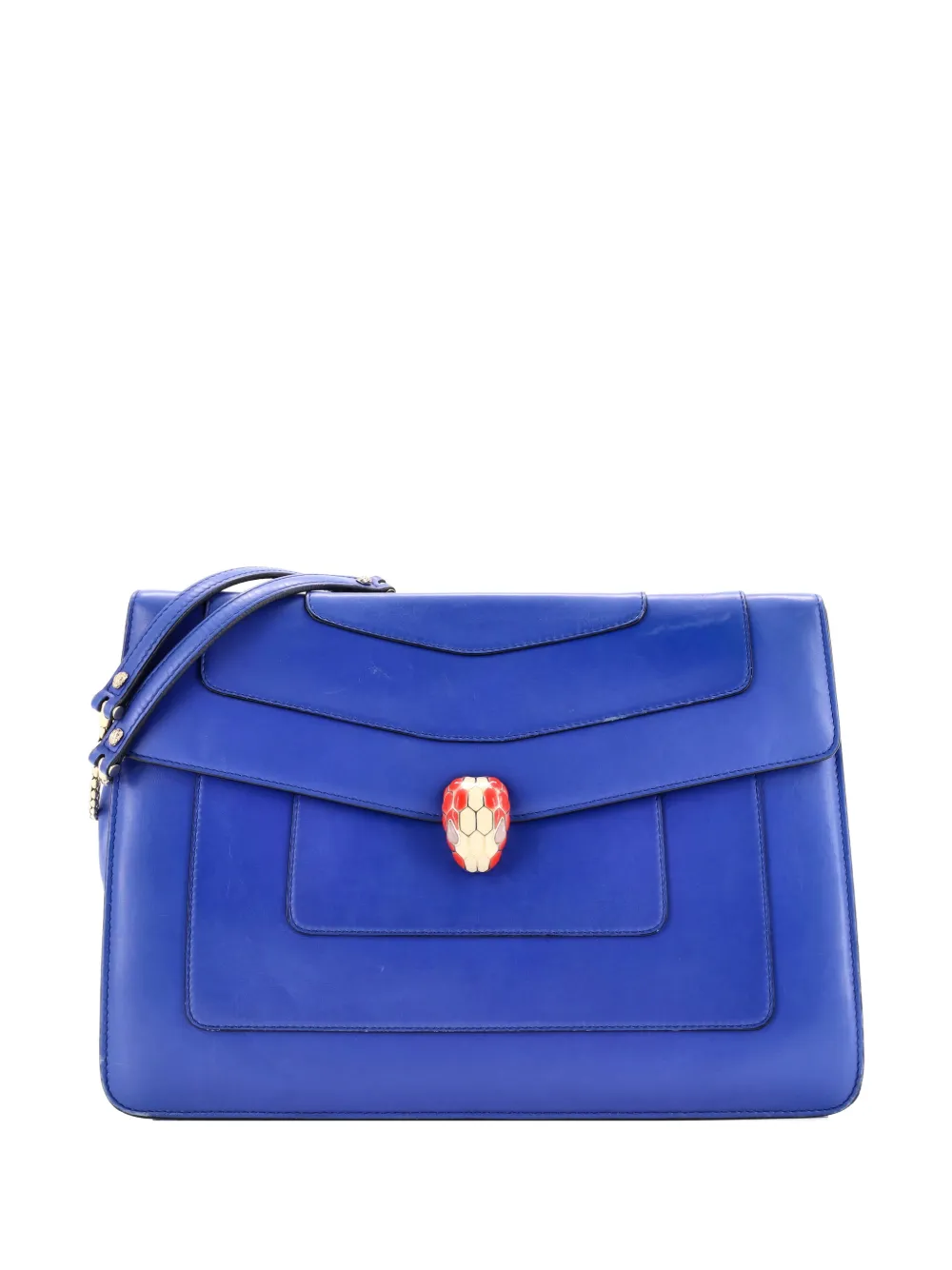 Bvlgari Pre-Owned Serpenti Forever Double Flap Leather Large shoulder bag - Blu