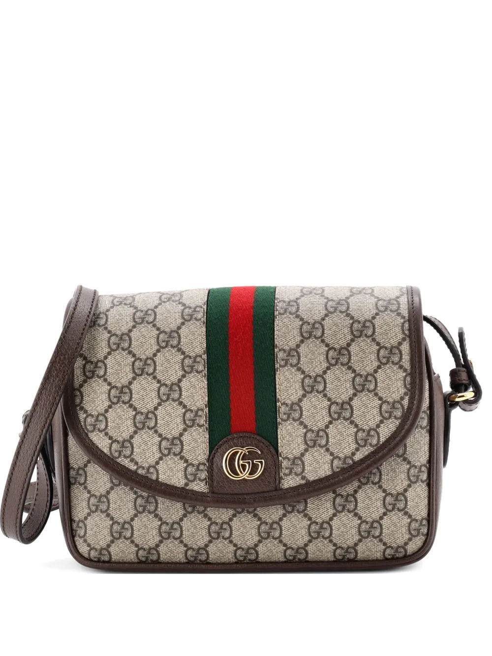 Gucci Pre-Owned Ophidia Flap Shoulder Bag GG Coated Canvas with Leather Small crossbody bag - Marrone