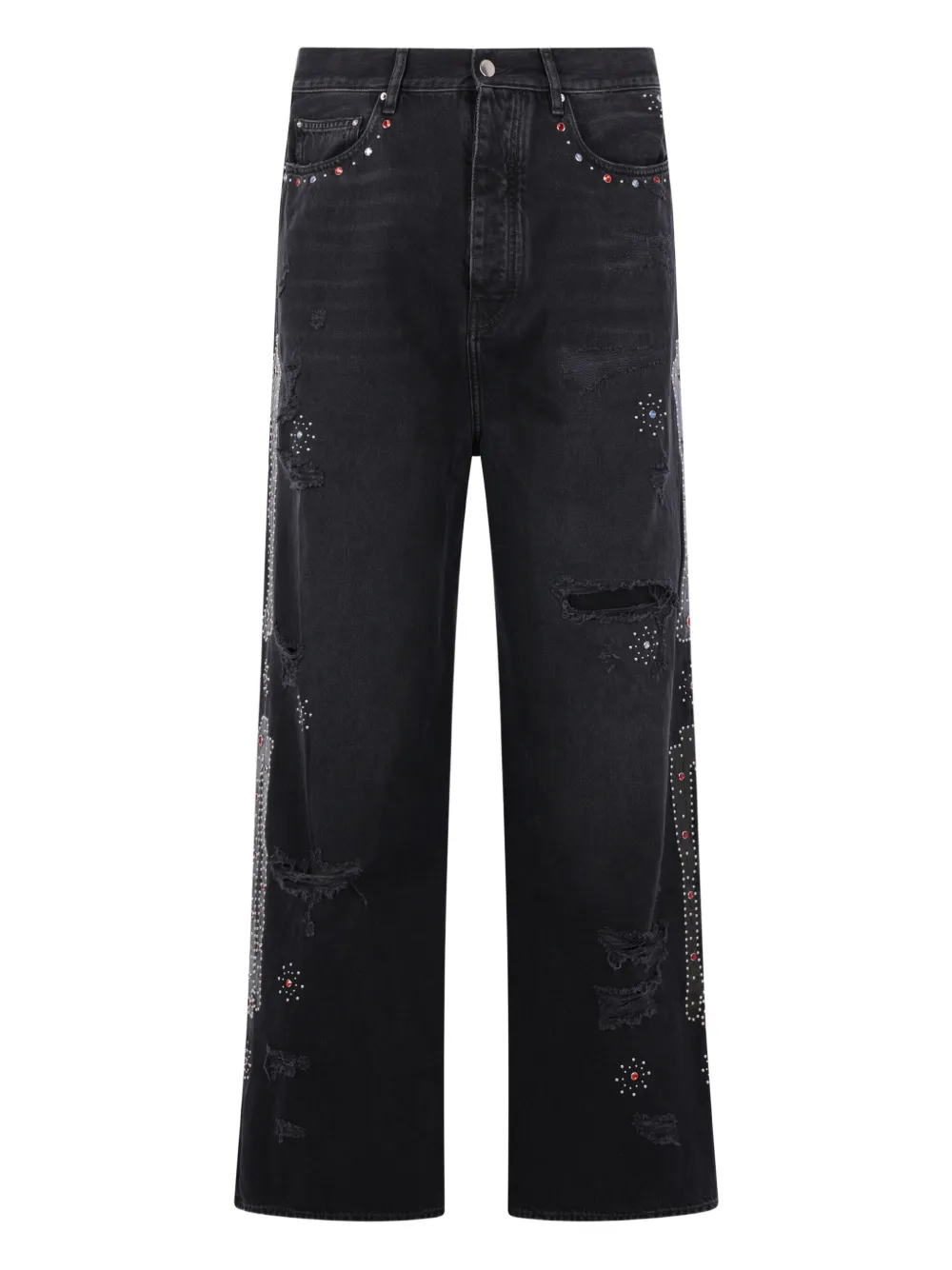 AMIRI studded ripped wide-leg jeans - Nero