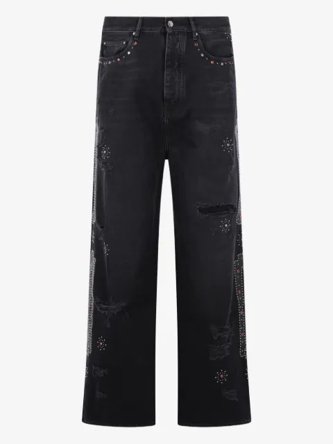 AMIRI studded ripped wide-leg jeans