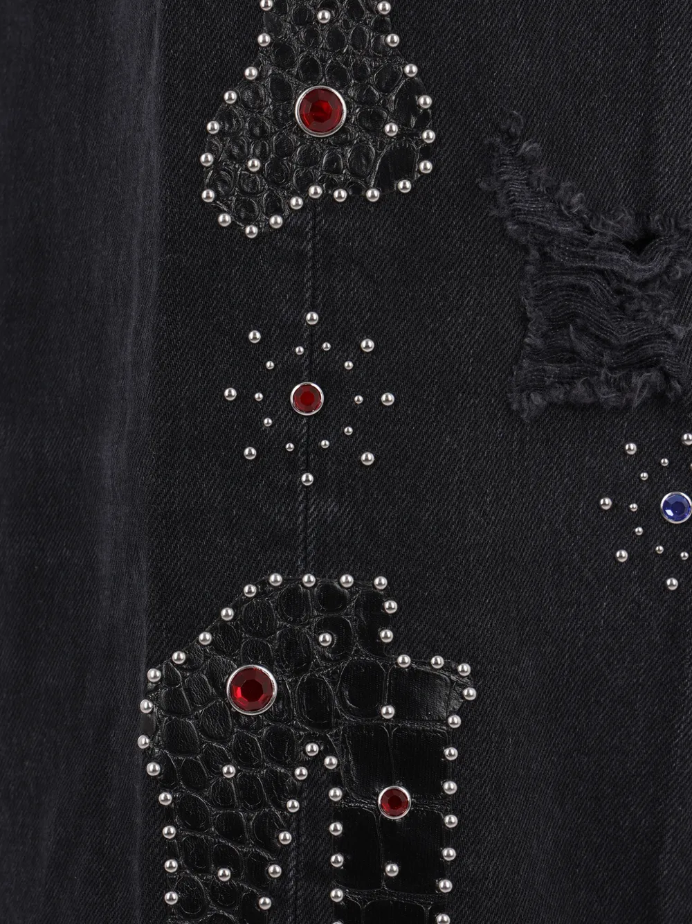 AMIRI Gerafelde jeans met wijde pijpen en studs Zwart