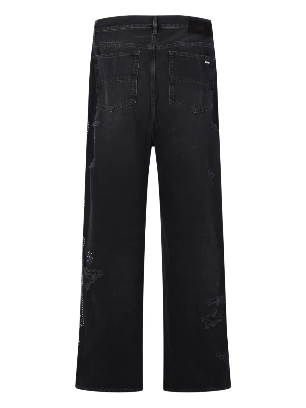 AMIRI studded ripped wide-leg jeans - Zwart