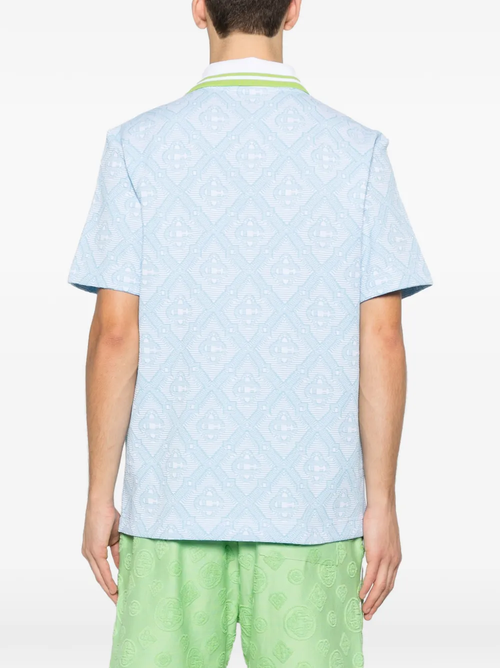 logo-pattern polo shirt