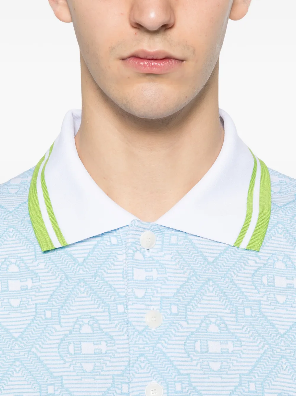 logo-pattern polo shirt