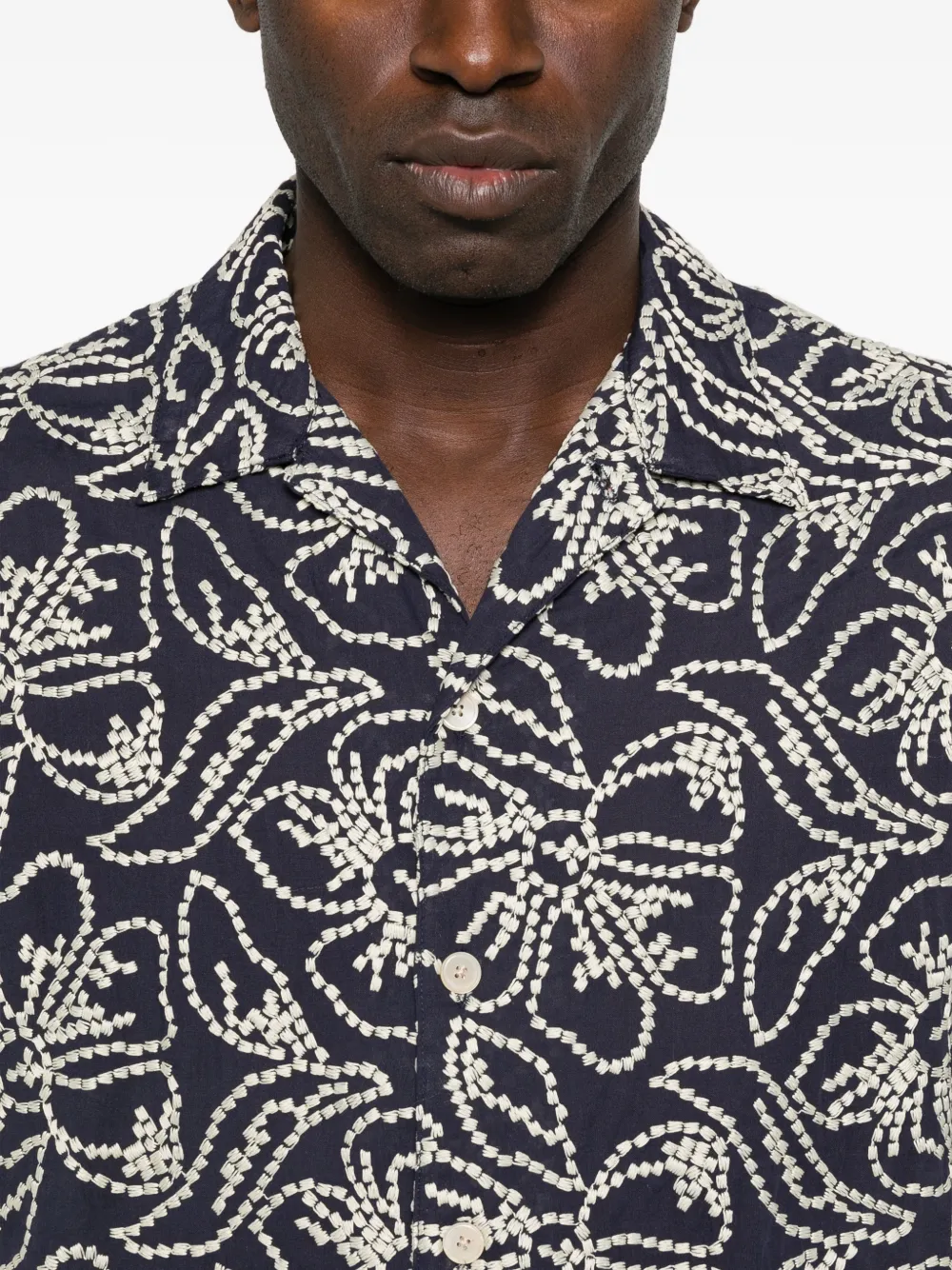 PS Paul Smith Overhemd met geborduurde bloemen Blauw