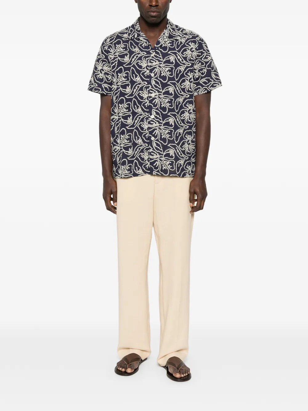 PS Paul Smith floral-embroidery shirt - Blauw