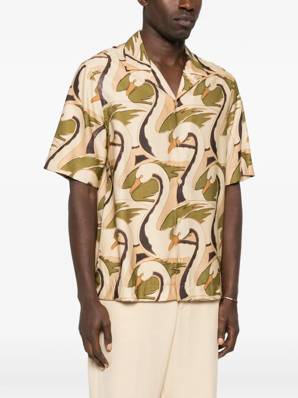 Paul Smith Overhemd met zwaanprint Beige