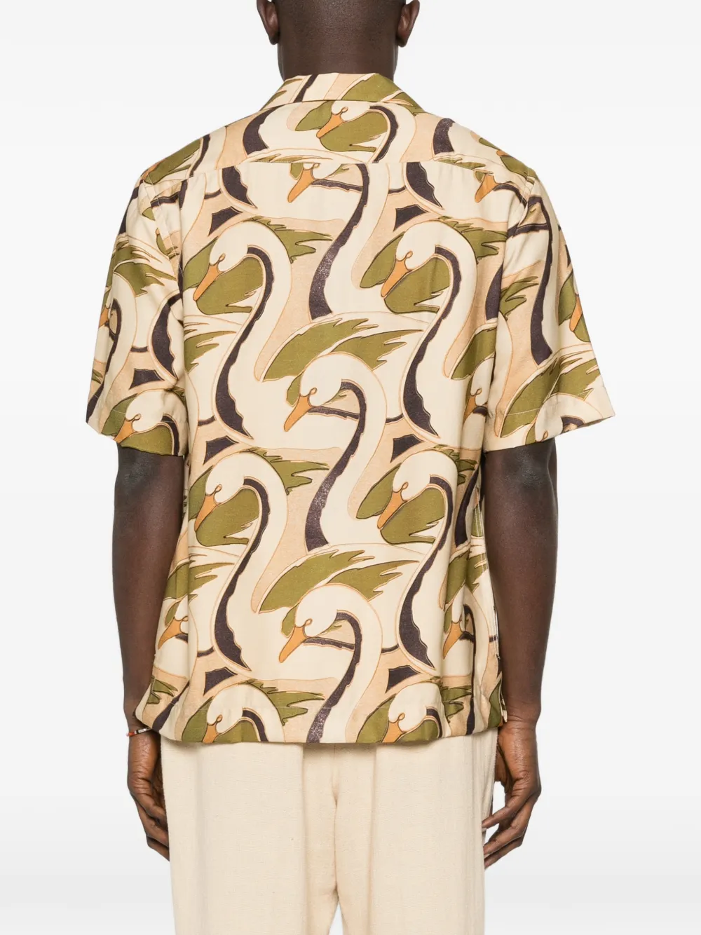 Paul Smith Overhemd met zwaanprint Beige