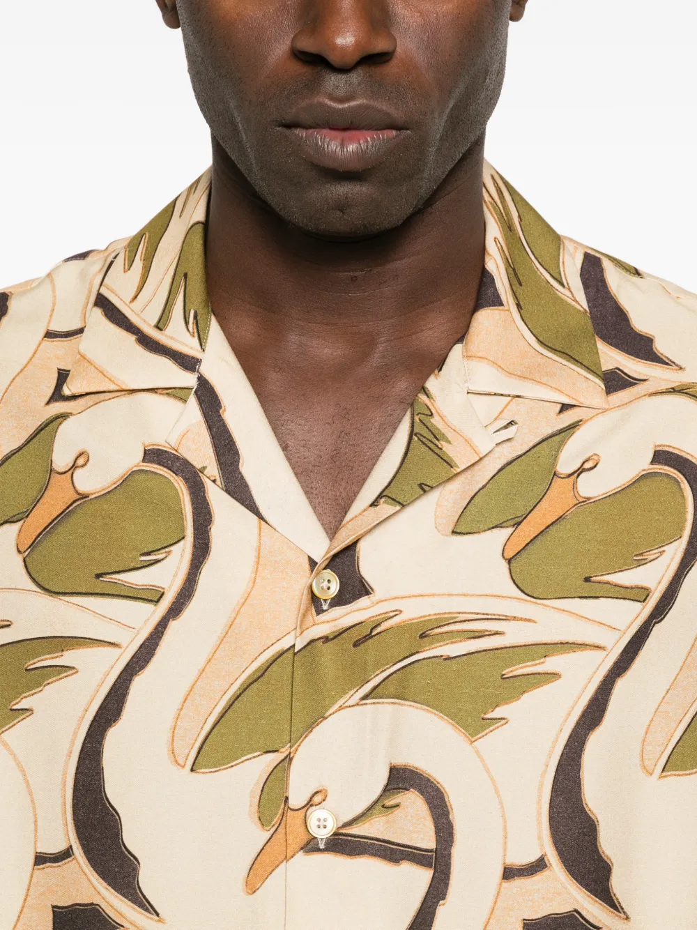Paul Smith Overhemd met zwaanprint Beige