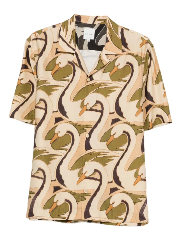 Paul Smith Swan-print Shirt in Neutrals