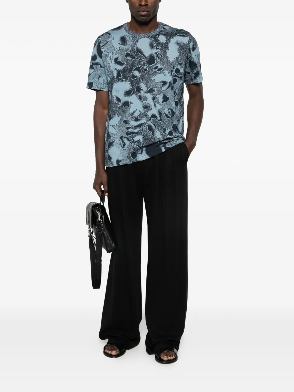 PS Paul Smith floral-print T-shirt - Blauw