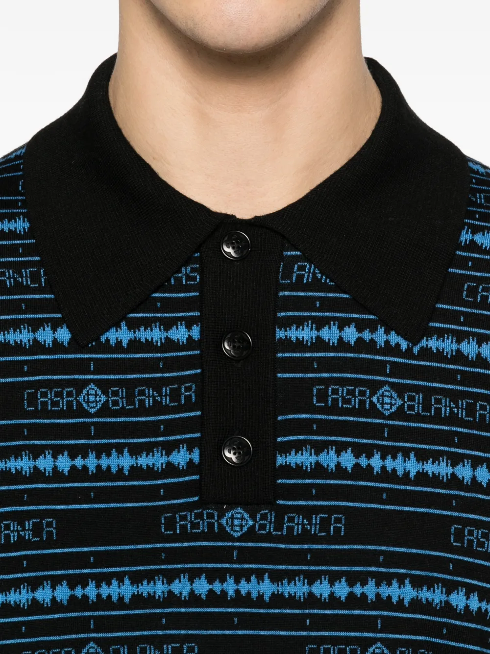 Casablanca Gestreept poloshirt met logo Zwart