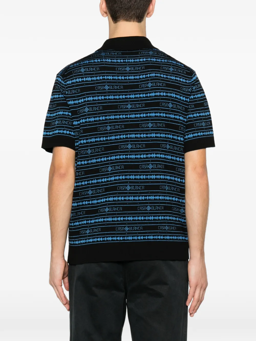 Casablanca Gestreept poloshirt met logo Zwart