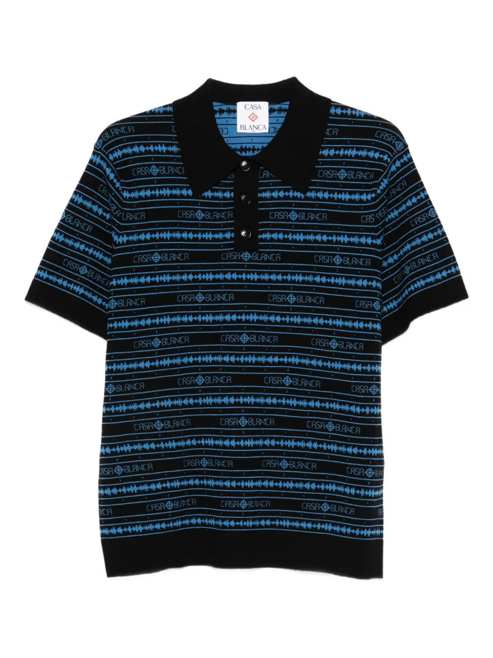 Casablanca branded striped polo shirt - Nero