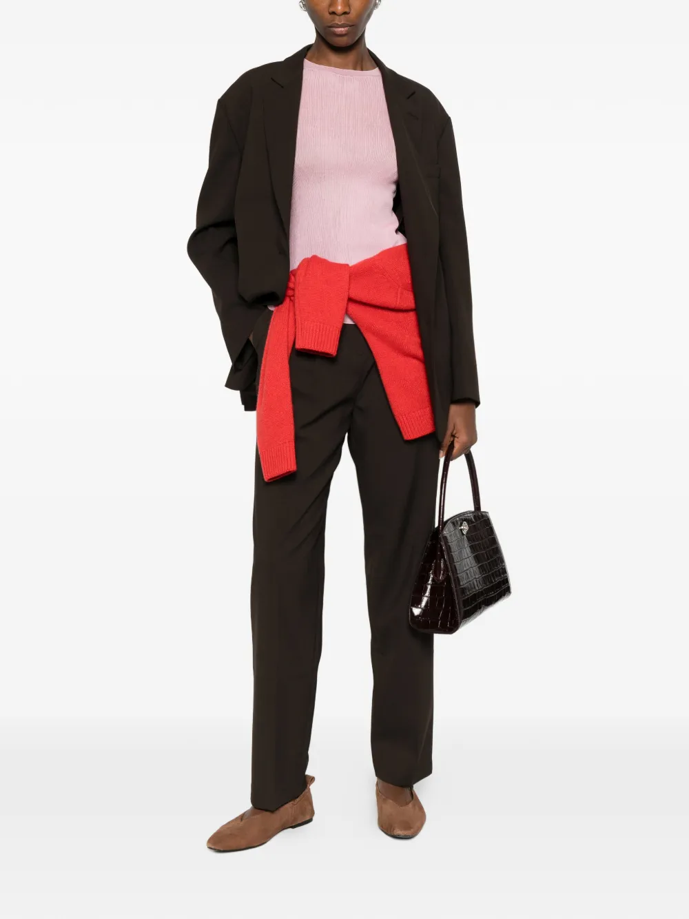 The Frankie Shop Bea pleated straight trousers - Bruin