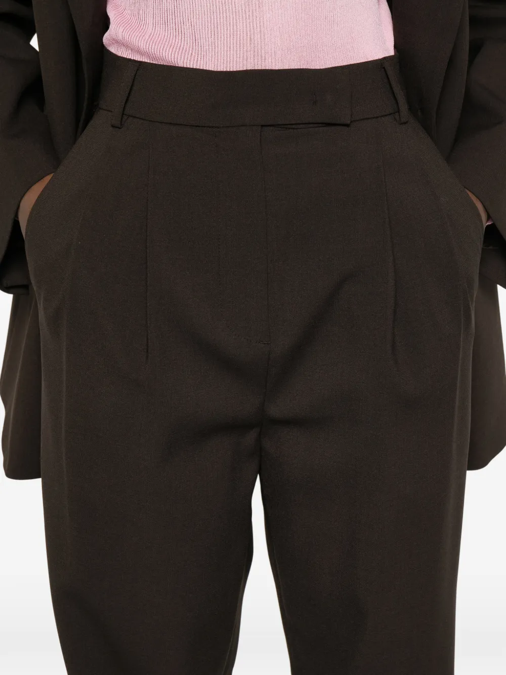 The Frankie Shop Bea straight plooibroek Bruin