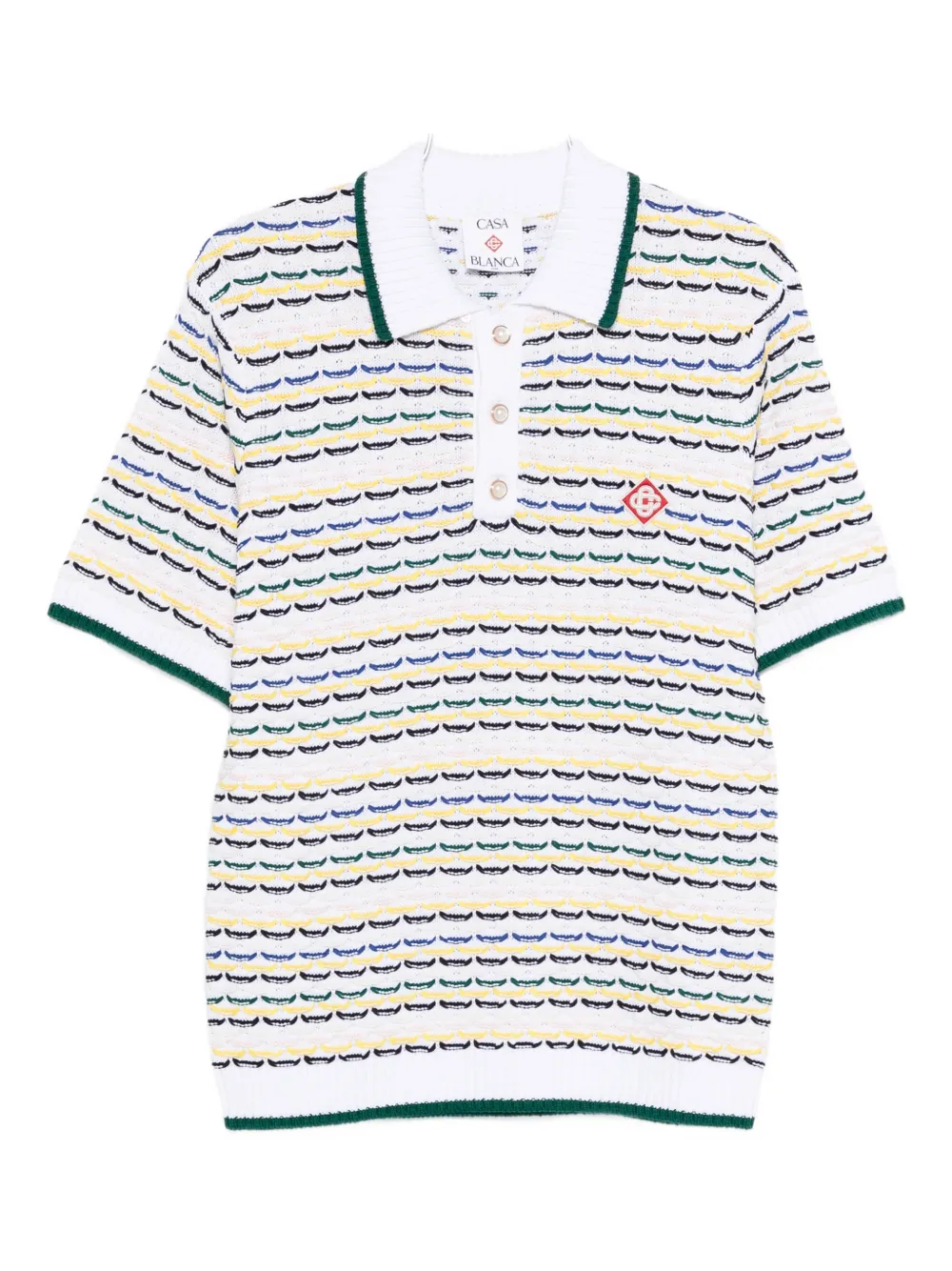 Casablanca striped-pattern knitted polo shirt - Bianco