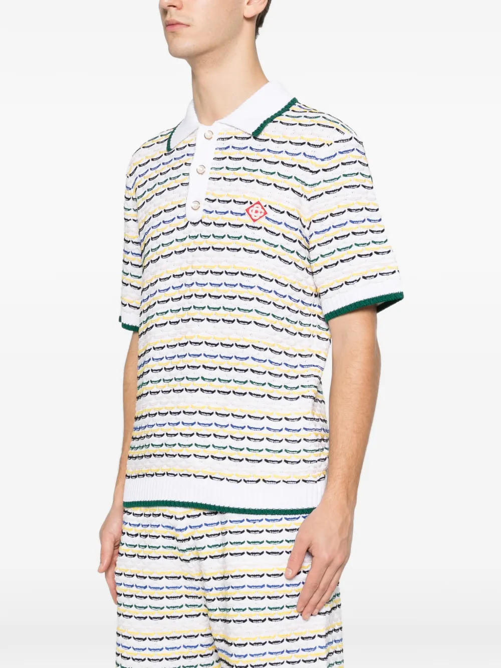 Casablanca Gestreept gebreid poloshirt Wit
