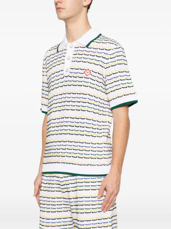 Casablanca ストライプ ニットポロシャツ | ホワイト | FARFETCH JP