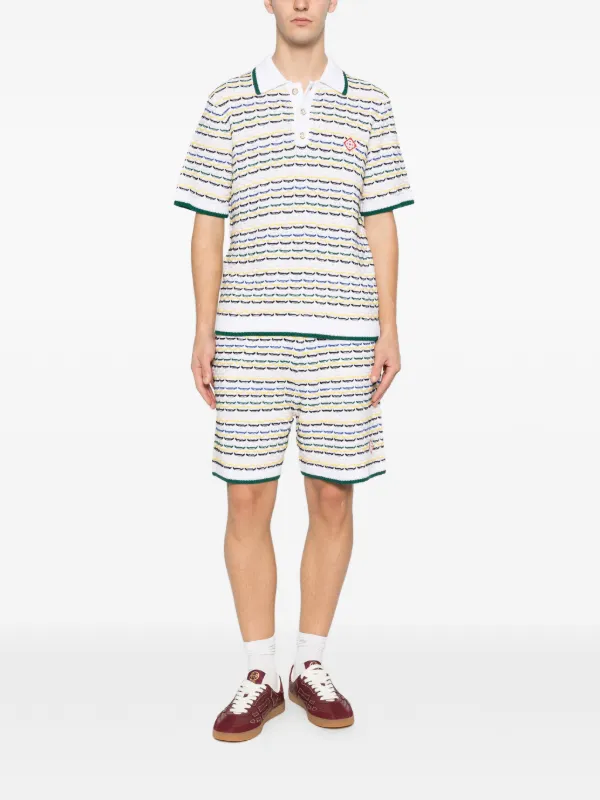 Casablanca ストライプ ニットポロシャツ | ホワイト | FARFETCH JP