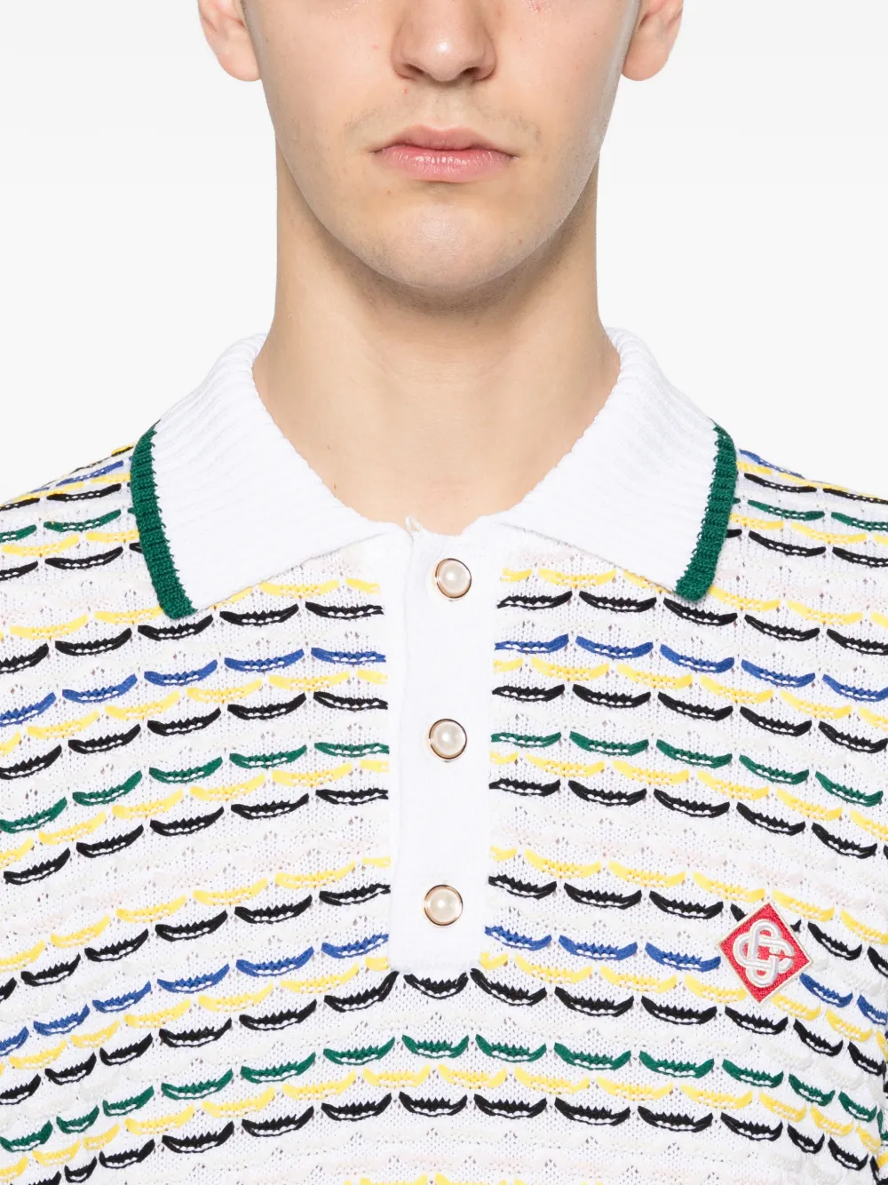 Casablanca Gestreept gebreid poloshirt Wit