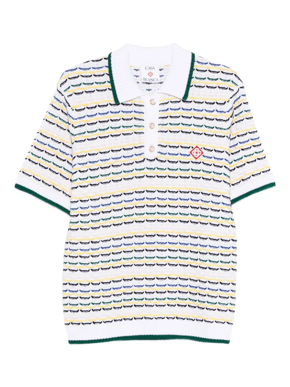 Casablanca striped-pattern knitted polo shirt - Bianco