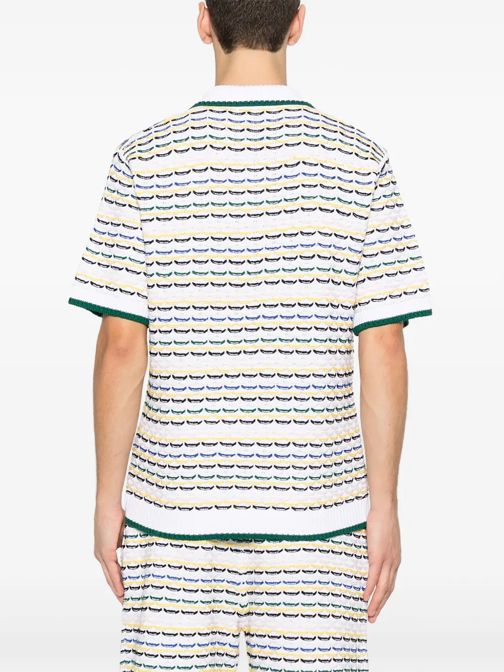 Casablanca Gestreept gebreid poloshirt Wit