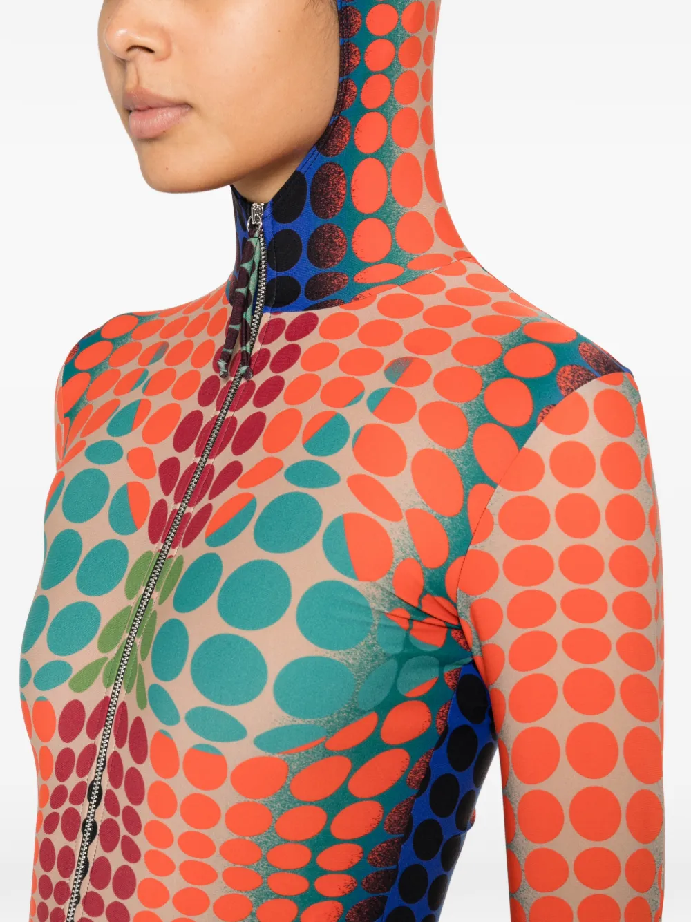 Jean Paul Gaultier Jumpsuit met capuchon en stippen Oranje