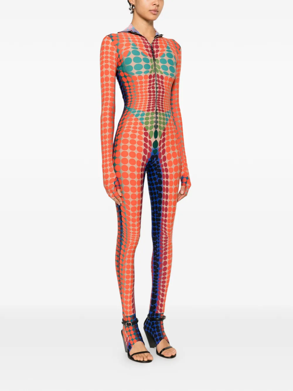 Jean Paul Gaultier Jumpsuit met capuchon en stippen Oranje