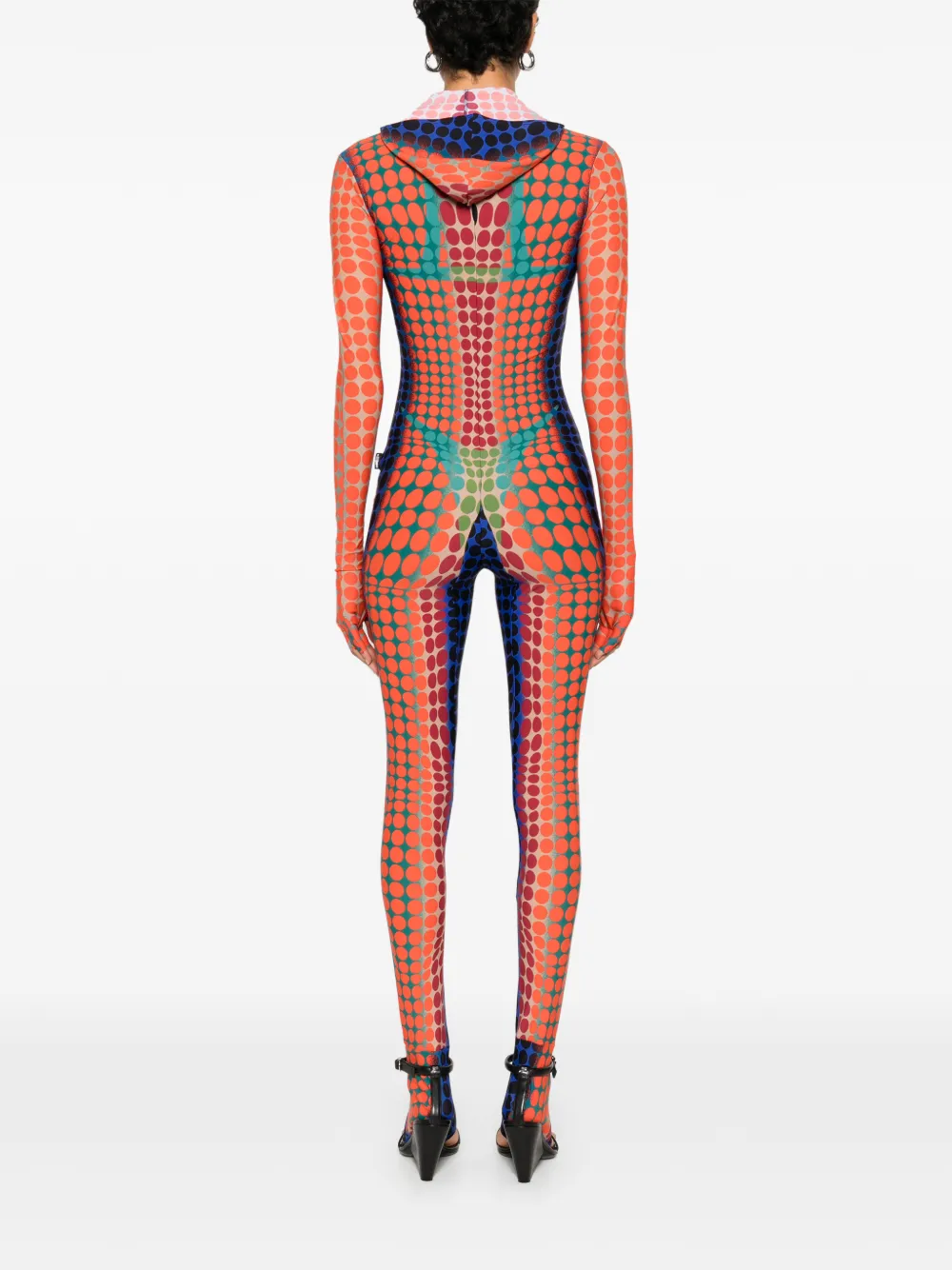 Jean Paul Gaultier Jumpsuit met capuchon en stippen Oranje