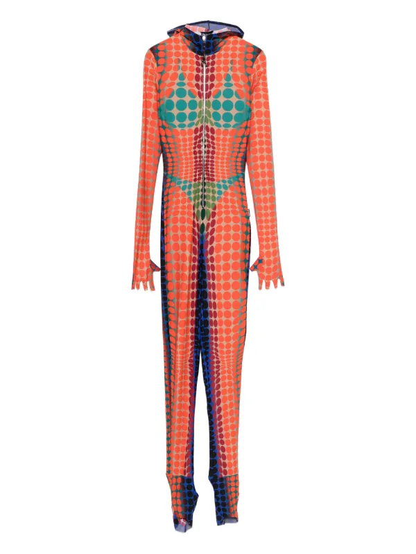 Jean Paul Gaultier Hooded Polka-dot All in One in Orange