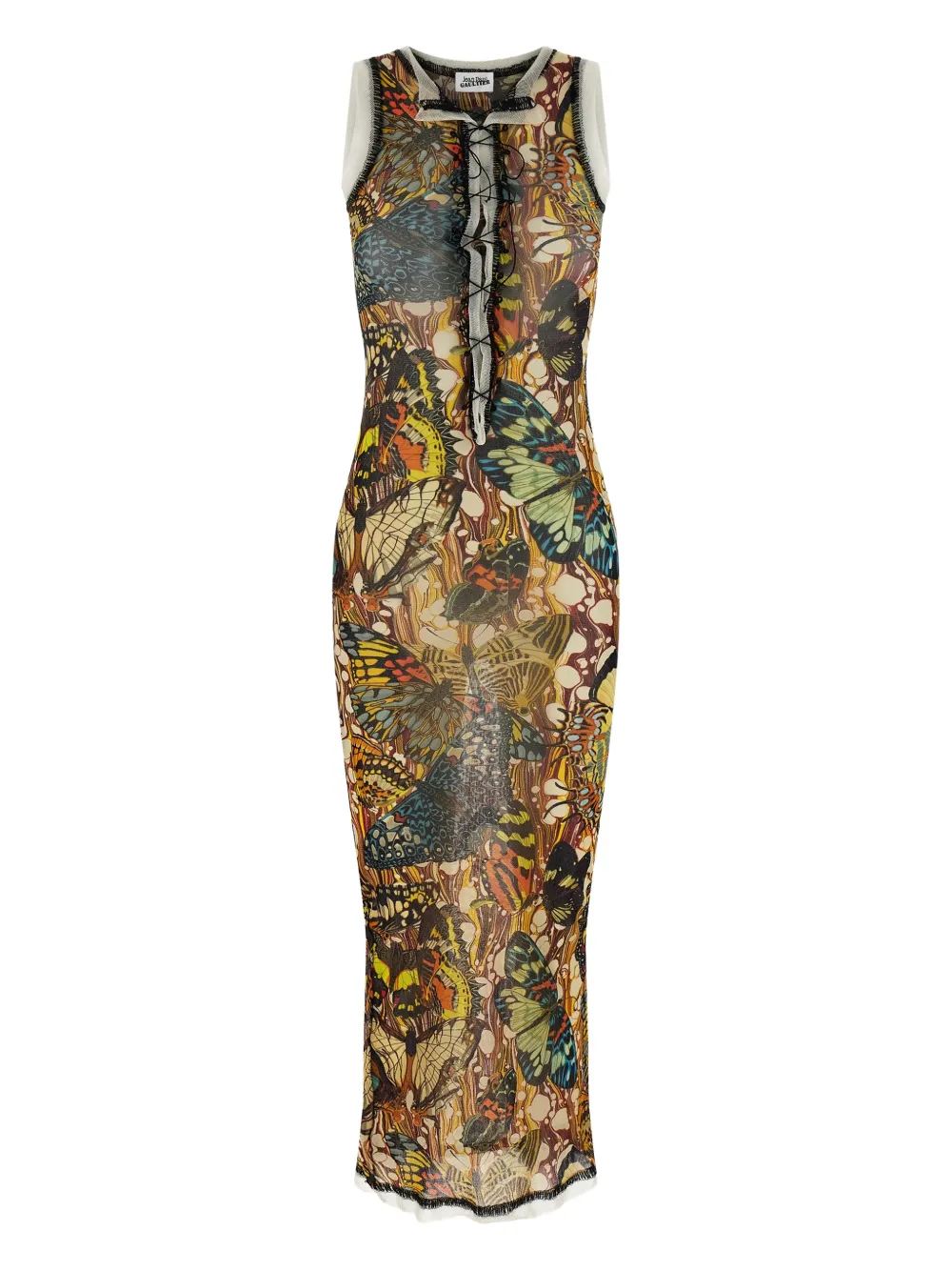 Jean Paul Gaultier butterfly-print midi dress - Giallo