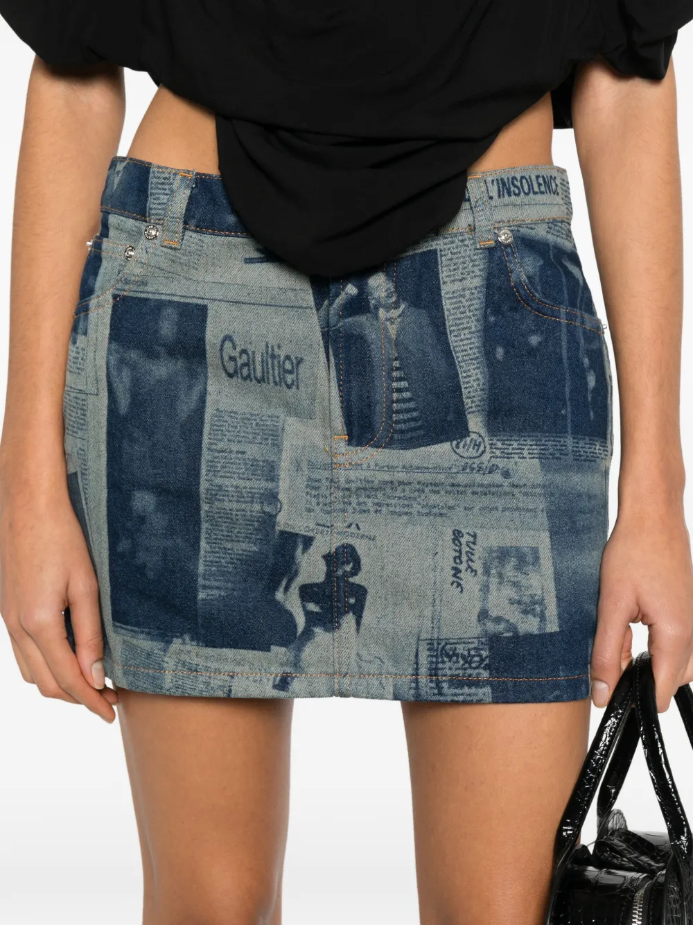 Jean Paul Gaultier Mini-rok met riemlus Blauw