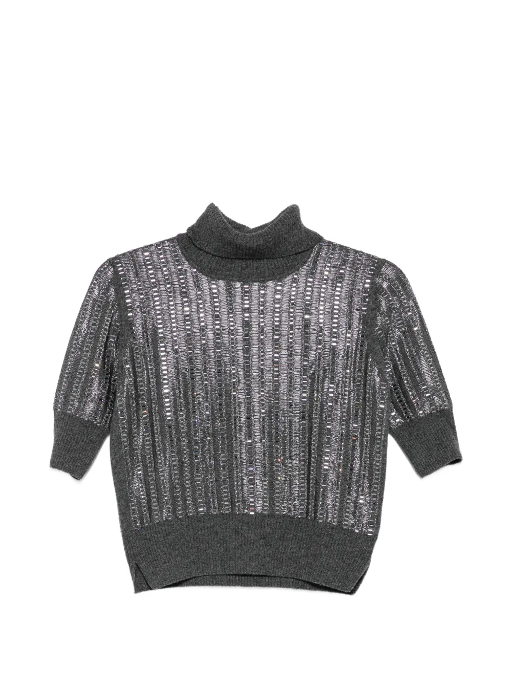 Ermanno Scervino sequin-embellished short-sleeve sweater - Grey