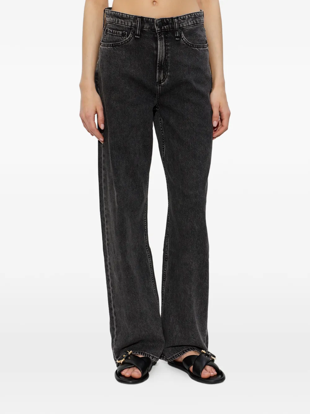 rag & bone faded-effect wide-leg jeans - Nero